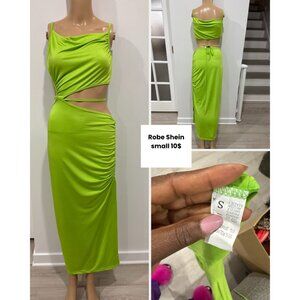 💚 Shein Lime Green Cutout Maxi Dress – Size Small – $10